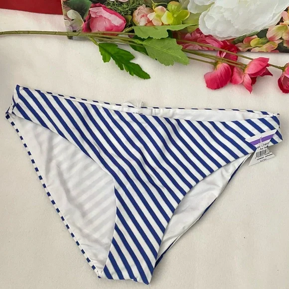 Onia Woman Strip Blue Bikini Bottom Size: L - Picture 2 of 5